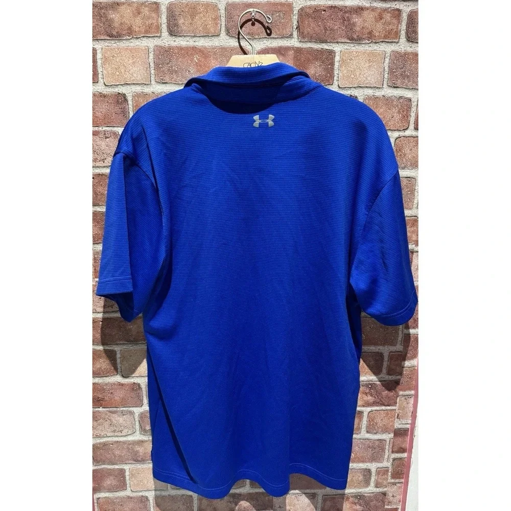 Under Armour HeatGear T-Shirt Men's Size‎ XL Deep Blue Short Slv Collared Sport